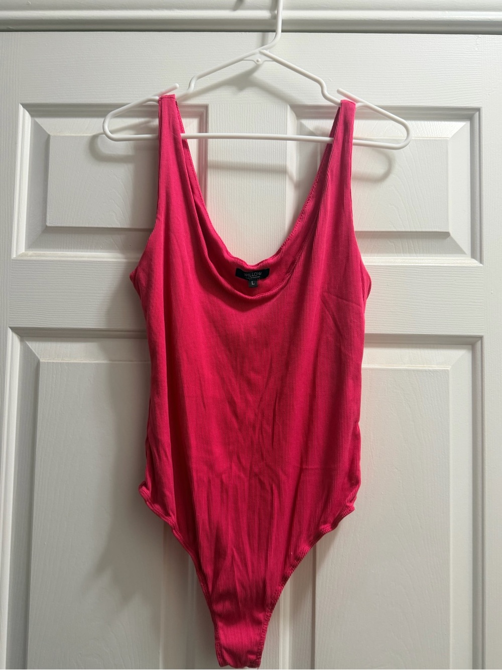 Willow Bright Pink Ribbed Scoop Neck Bodysuit